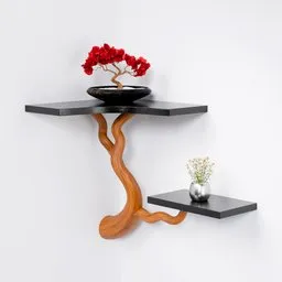 Floating Wooden Branch Wall Shelf Set