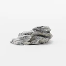 Low-poly 3D rock model with realistic PBR textures, suitable for Blender landscapes.