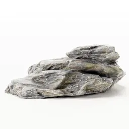 Low-poly 3D rock model with realistic PBR textures, suitable for Blender landscapes.