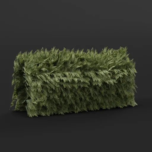 Detailed 3D model of a green Red Cedar Hedge for Blender, perfect for virtual landscaping and game environments.