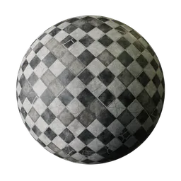Damaged checkered tiles