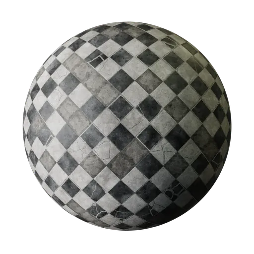 Damaged checkered tiles