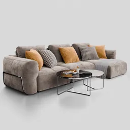 Modern Elegant Sofa Dune Modular Velvet