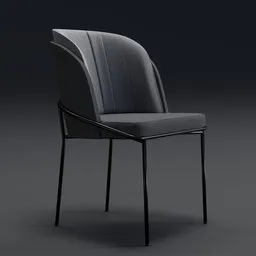 3D Blender model of a Sitform Dining Chair with linen upholstery and sleek black metal legs.