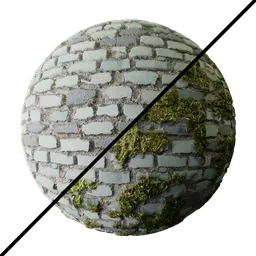 Brick stone wall with modular moss