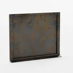 Low-poly Blender 3D rusted metal panel with rivets, realistic textures, available for digital download.