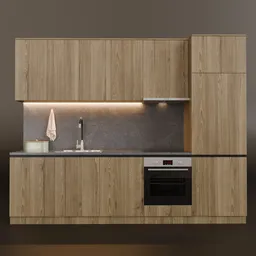 Modern Realistic Wooden Kitchen