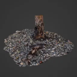 Low Poly Wood on Rocky Shore