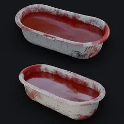 Detailed 3D model of a horror-themed bathtub with realistic bloody texture, suitable for Blender rendering and game asset use.