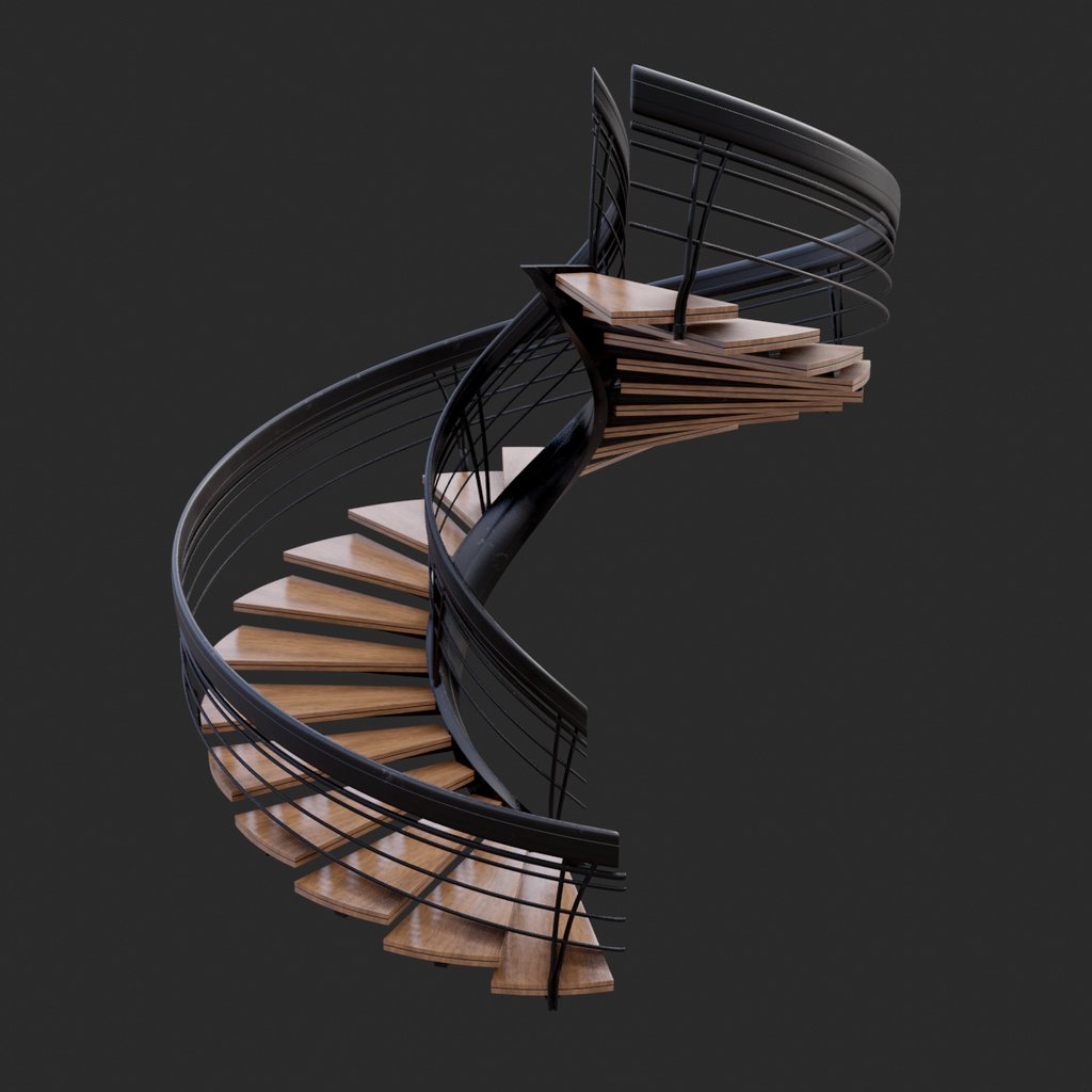 BlenderKit | Download the FREE Modern Spiral Stairs #02 model