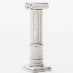 Detailed 3D model of an ancient Roman column with weathered texture, ideal for Blender architectural rendering.
