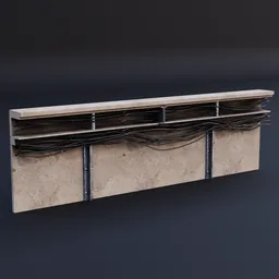 Highly detailed Blender 3D modular guardrail model with metal and stone textures.
