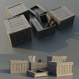 Set of wooden crates