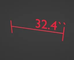 3D Blender model of a red measurement marker displaying 32.4 inches for virtual street planning.