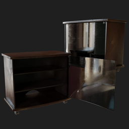 Realistic 3D model of a vintage-style wooden TV cabinet with textures, optimized for Blender rendering.