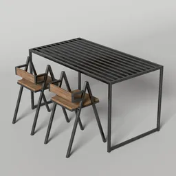 Metal and wood table