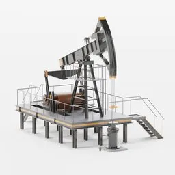 Highly detailed Blender 3D model of an industrial oil pumpjack with procedural materials, ready for color customization.
