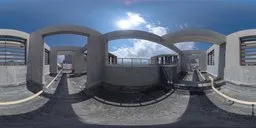 360-degree urban HDR panorama with clear sky for realistic lighting in 3D scenes