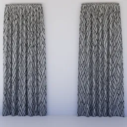 Detailed 3D render of modern styled curtains for interior design visualization, compatible with Blender.
