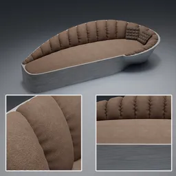 "Comfort curve sofa 3D model for Blender 3D with unique inflatable design, featuring crisp contour lines and light brown fur. Perfect for modern interiors and available in the 'sofa' category. Get the upper torso included and flex box position for added convenience."