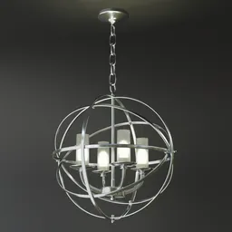"Ringed Ceiling Light in modern chrome and glass design for Blender 3D models. Ideal for illuminating living spaces, public buildings, and more. Rendered with unbiased precision in Blender 3D software."