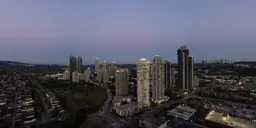 Aerial Cityscape Buildings Twilight