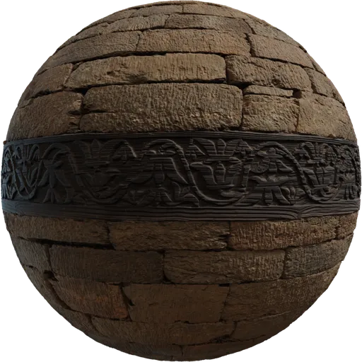 Wood Inlaid Stone Wall