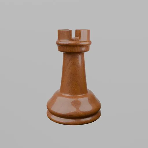 Glossy Staunton Rook - Dark Wood