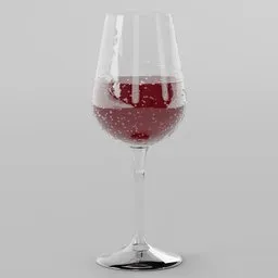 Realistic 3D-rendered wine glass with textured surface, ideal for Blender 3D projects.
