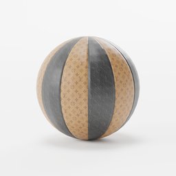 "Louis Vuitton Monogram Beach Ball 3D model for Blender 3D software. Black and brown ball with an intricate pattern. Perfect luxury equipment for 3D rendering and design."