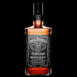 "Realistic Jack Daniels bottle 3D model for Blender 3D. Detailed and award-winning digital render perfect for video game assets. Black strokes and smooth defined outlines on a black background."