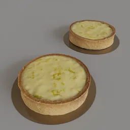 Realistic 3D lemon pie cake models with textured surface, perfect for Blender rendering and culinary visuals.