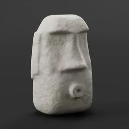 Realistic textured 3D model of a moai statue, ideal for Blender rendering and garden visuals.