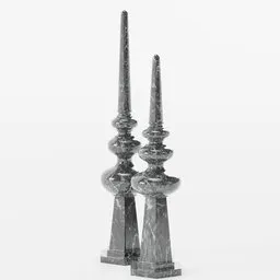 "3D sculpture model named 'Lovely Luxurious Vertical Ornaments' created using Blender 3D software. This elegant design features two candles on a table, an ashford black marble sculpture, rendered in KeyShot with tall columns and ribbed details. Perfect for Blender 3D enthusiasts seeking high-quality 3D models for their projects."