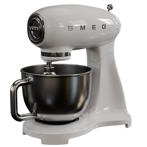 Highly detailed SMEG stand mixer 3D model rendered in Blender cycles, available in .blend format.
