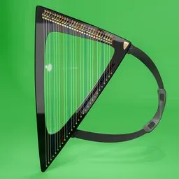 Detailed 3D model of a Salvi Electric Harp X Delta with semitone keys, strap for portability, and high-quality render.