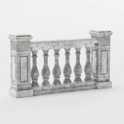 "Highly-detailed 3D model of a classic stone balcony balustrade with intricate details. Perfect for Roman or Greek-inspired architectural designs. Created using Blender 3D software."