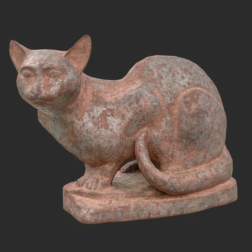 Sitting cat Old rusty statue