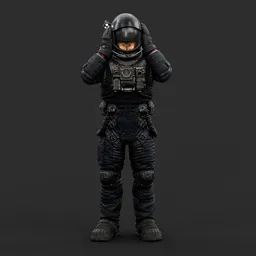 Astronaut Helmet Pose Dark Suit