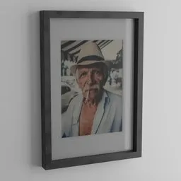Highly detailed framed portrait 3D model with passepartout for Blender artists.