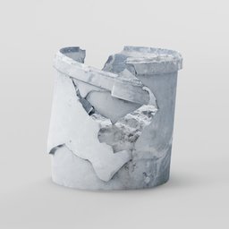 Broken bucket with dried plaster