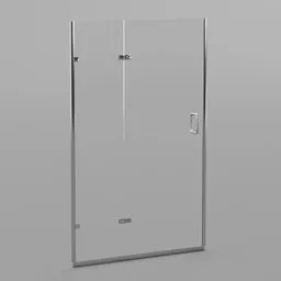 "3D model of a sleek shower cabin glass door with handle, created with Blender 3D. Inspired by artists An Gyeon and Bartolomeo Cesi, this fully frontal view features thin pursed lips and boasts 20b parameters. Perfect for your next bathroom design project."