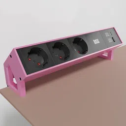 3D-rendered Bachmann socket panel with USB ports for desk integration in Blender.