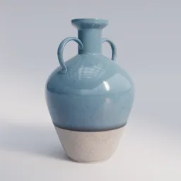 High-quality 3D render of a ceramic blue vase model created in Blender, showcasing realistic textures and lighting.
