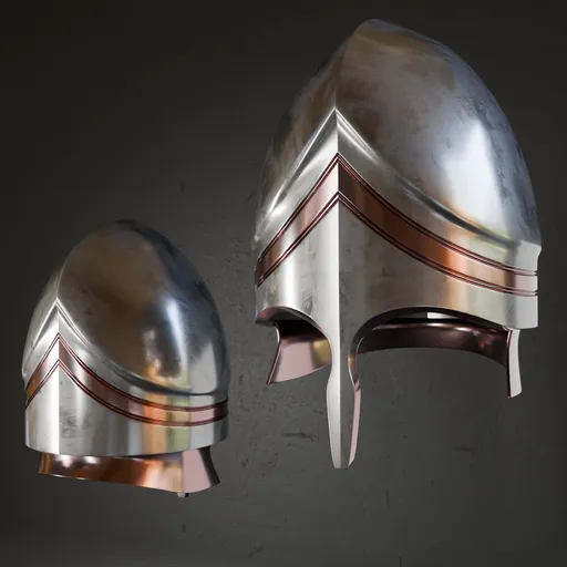 Detailed 3D model of an ancient metal helmet with authentic design and realistic textures, suitable for Blender.