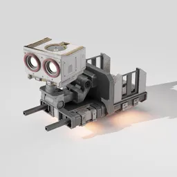 Detailed Blender 3D low poly cargo bot with sleek design, 4K textures, and advanced rigging, ideal for animation and space scenes.