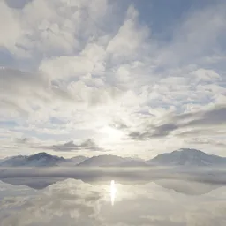 Dramatic Cloudy Sunset & Mountains