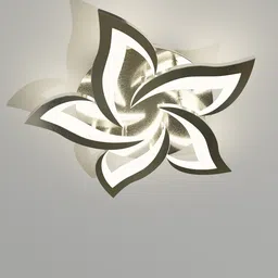 Render of a Lotus-shaped 3D ceiling light model for Blender with detailed petals and warm lighting.