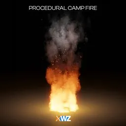 Realistic procedural flame 3D model using Blender's geometry and shader nodes, perfect for Cycles render projects.
