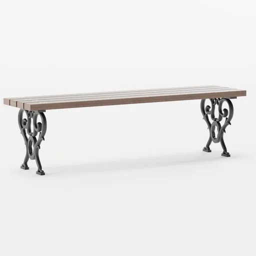 3D model of Bench 22 with concrete supports and wooden top, modern design, available for Blender architecture projects.